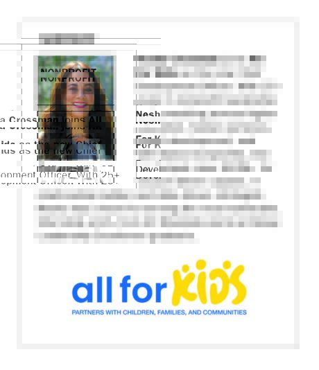 Nesha Crossman joins All For Kids